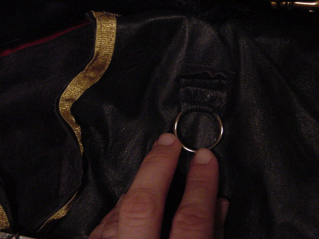 D-ring on leather surcoat
