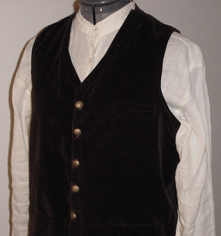 Velvet vest and linen shirt
